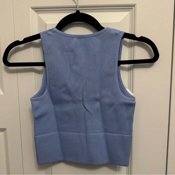 Dynamite Light Blue Ribbed Crop Top - Picture 2 of 2